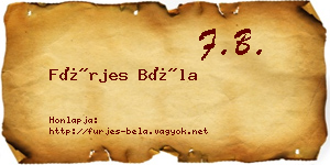 Fürjes Béla névjegykártya