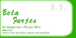 bela furjes business card